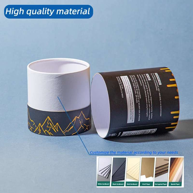 Custom Logo Eco Friendly Rigid Cardboard  Solid Drinks Round Floral Tea Honey Jar Cylinder Packaging Pre Roll Tube Paper Tube