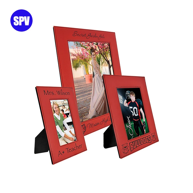 Personalized Wedding Gift Custom Blank Laserable Faux Leather Tabletop Picture Frames Wholesale Engraved Leatherette Photo Frame