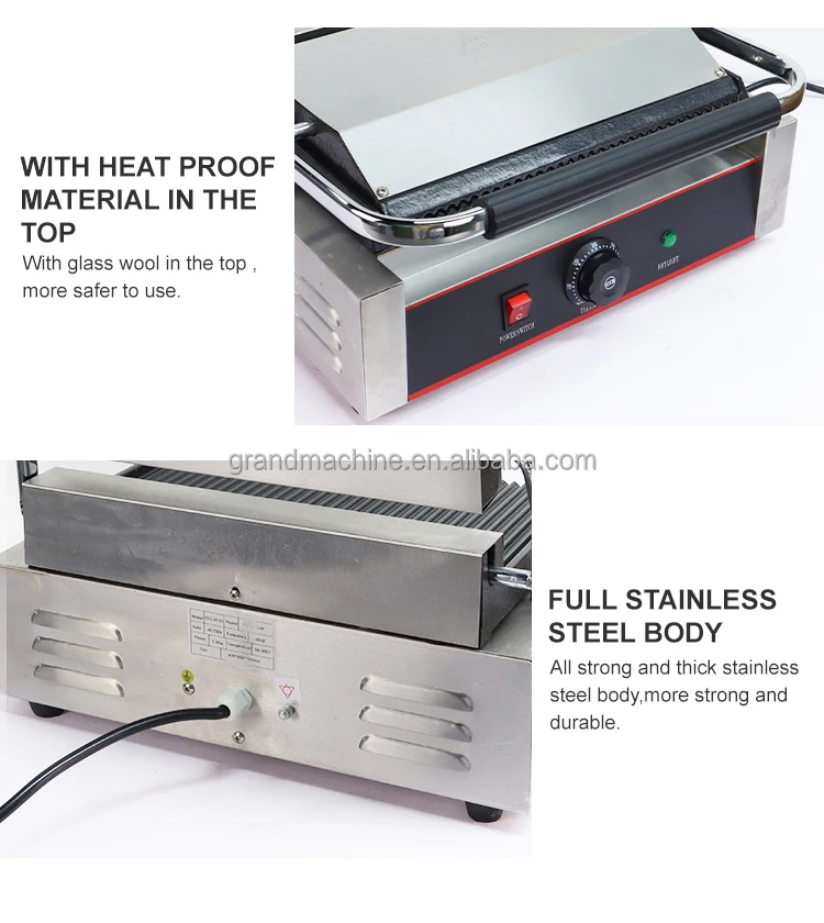 Commercial Equipment Electric Stainless Steel  Sandwich Press Panini Grill Single Head Panini Grill Plate details