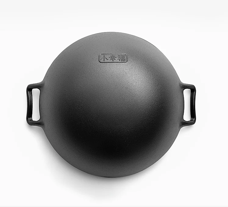Pre Seasoned Cast Iron Wok With Lid Big Chinese for