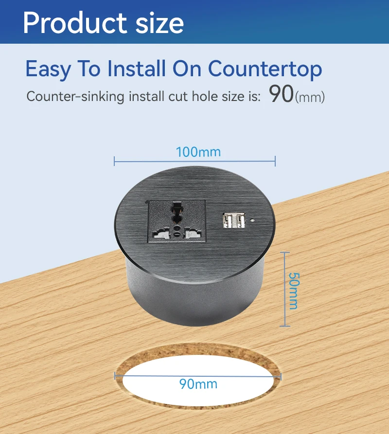 Multifunctional Furniture Round Table Top Socket With Usb Charger And 1 ...