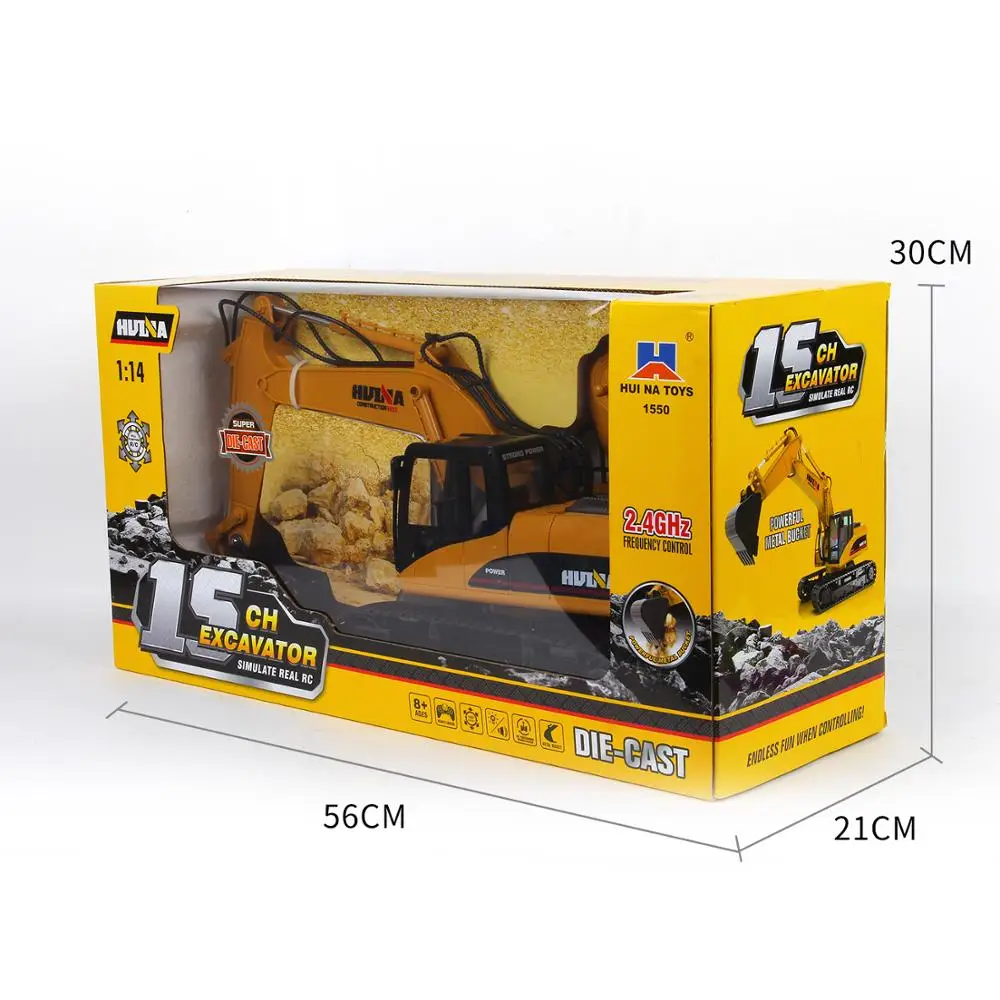 Huina 1550 1/14 RC Excavator Toy - 15 Channels, Metal Alloy