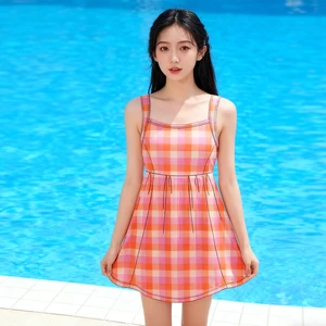 Women's Floral Printed Tummy Control Halter Long Swim Dress Bikinis & Beachwear