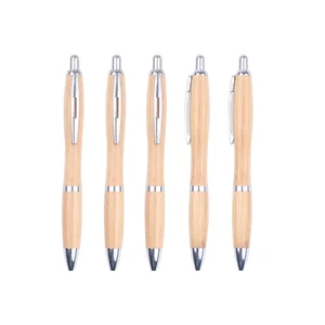 Recycled Personalized Wood Engraving Thick Pen With High Quality Printed Custom Logo Eco-friendly Bamboo Supplier Ball Ballpoint