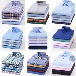 Men's Korean Version Business Dress Shirt 100% Cotton Excellent Striped Design Solid Casual Style Long Sleeve Slim Fit Winter
