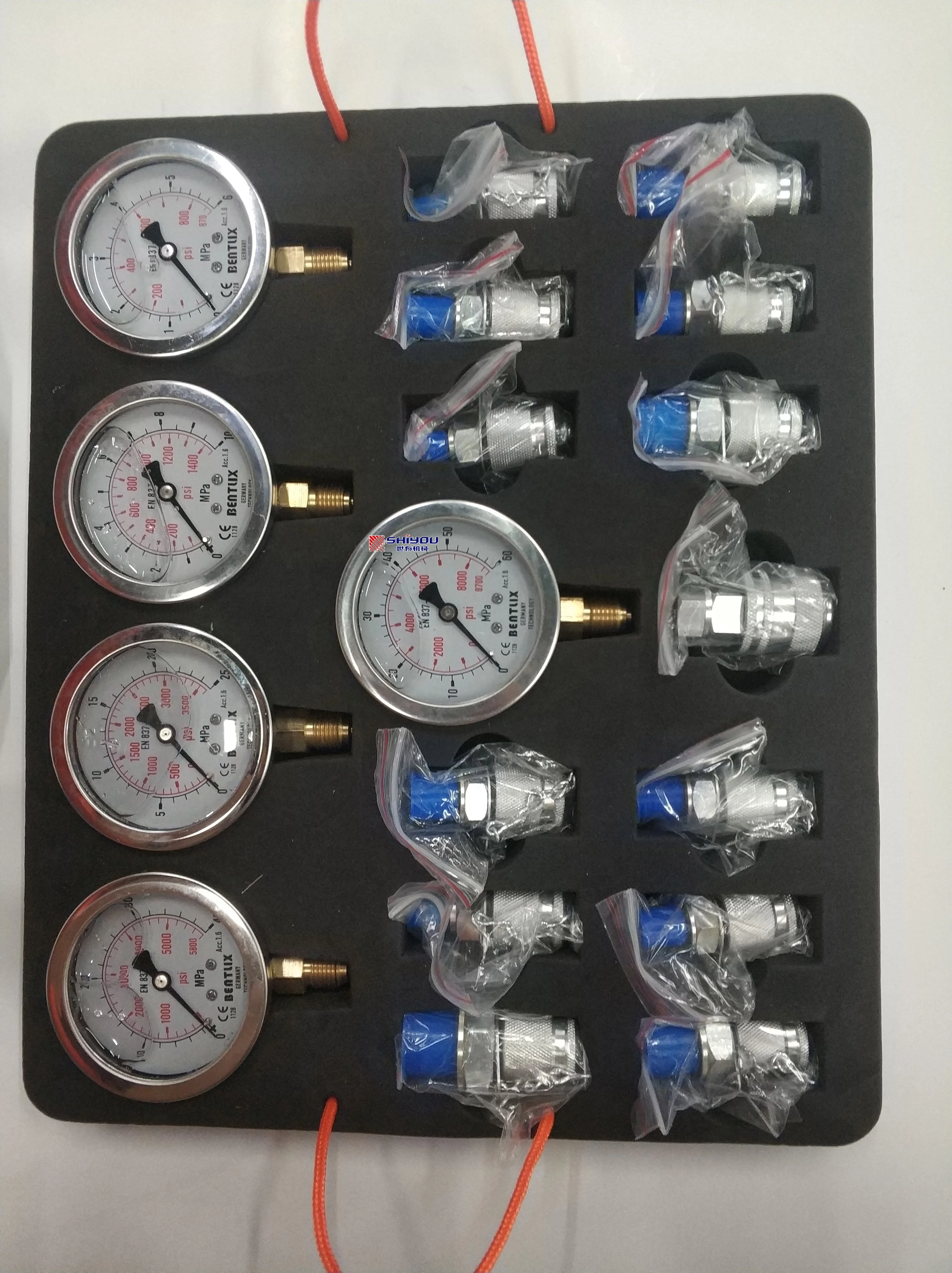 掘削機油圧5ゲージ診断ツールキット6/10/25/40/60 Mpa油圧圧力計
