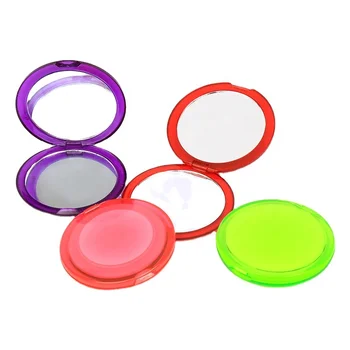 Advertising double sided plastic folding mini small round cosmetic purse mirror pocket makeup compact mirror
