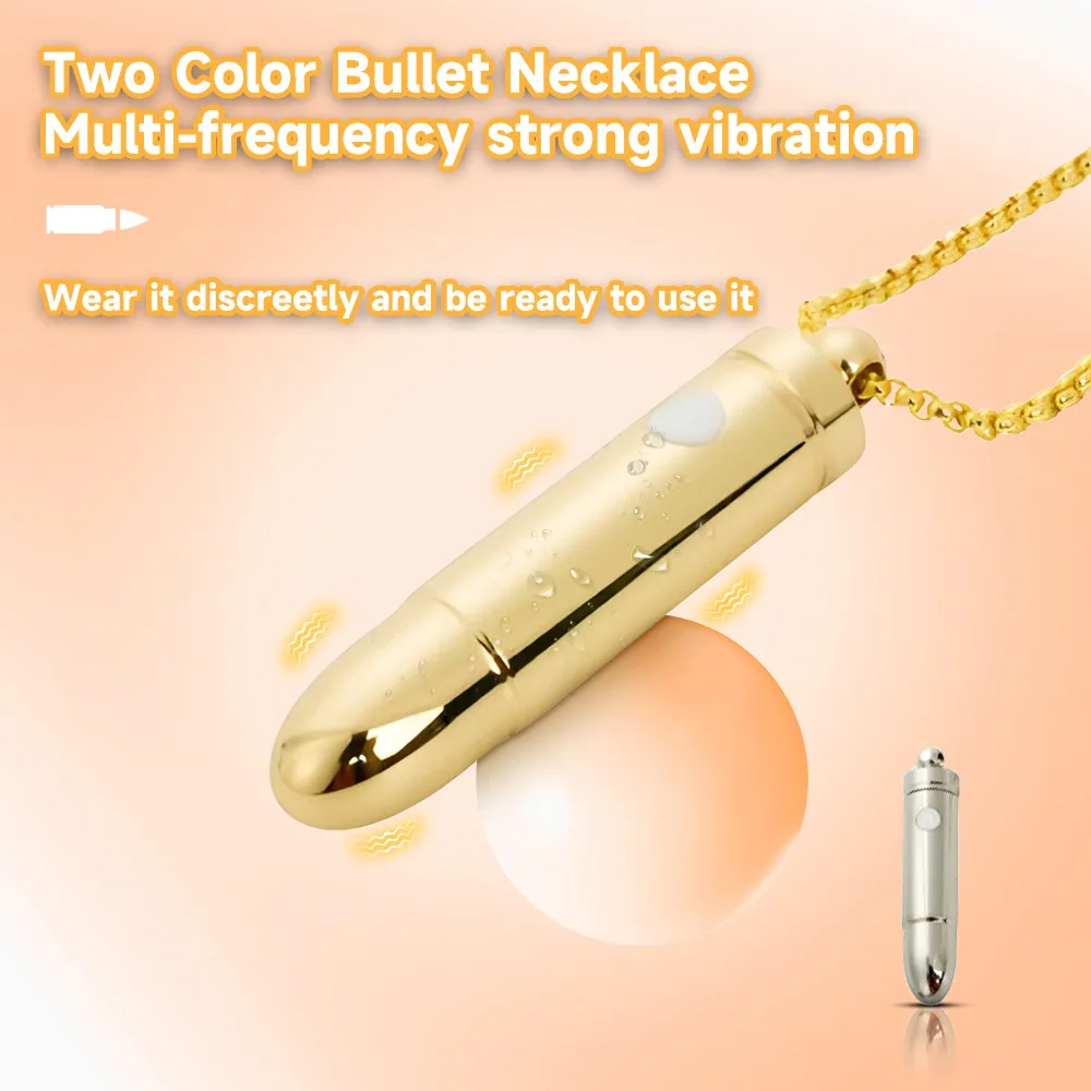 Luxury Golden Bullet Vibrator With String Dildo Face Massager Necklace  Packaging Gift Mini Secret Sex Toy for Lady