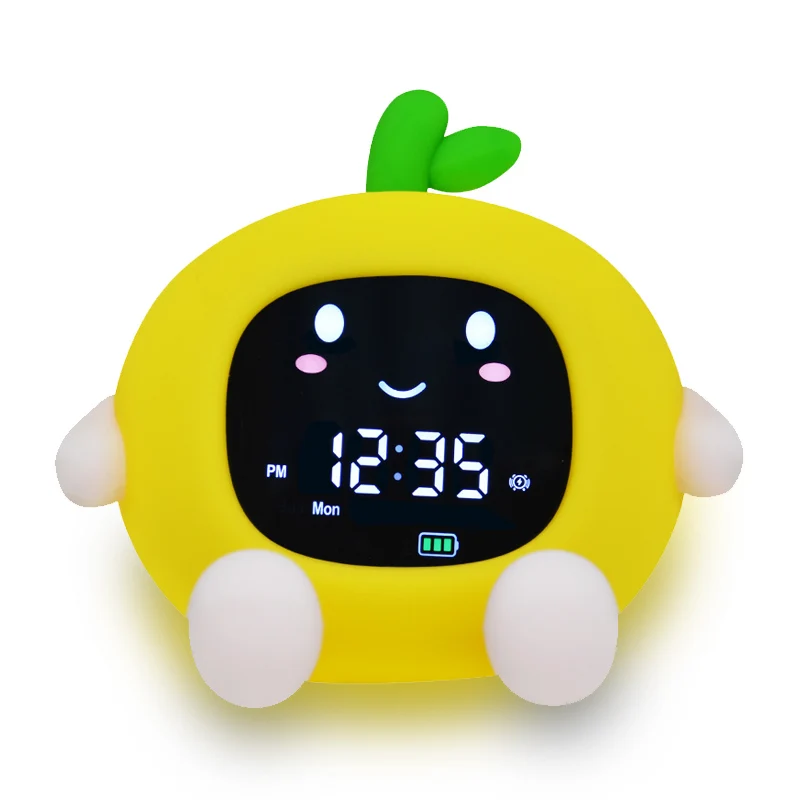 Multi Functional Electronic Expression Night Light USB Rechargeable Charging Kids' Bedside Cartoon Shape Runaway Alarm Clock