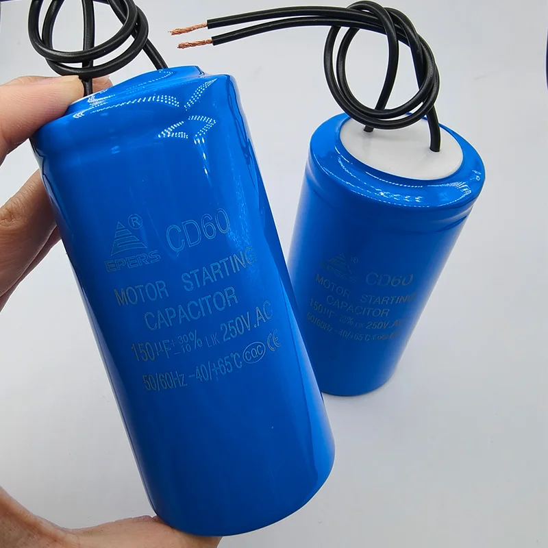 Motor Start Capacitor with Wire 250V 100uF 150uF 200uF 250uF 300uF 350 400 450 500MFD Starting Capacitor for Washing Machine Fan
