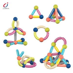 Chengji DIY 3D Construction Building Blocks Magnetic Plastic Balls Montessori Learning Stick & Ball Toy