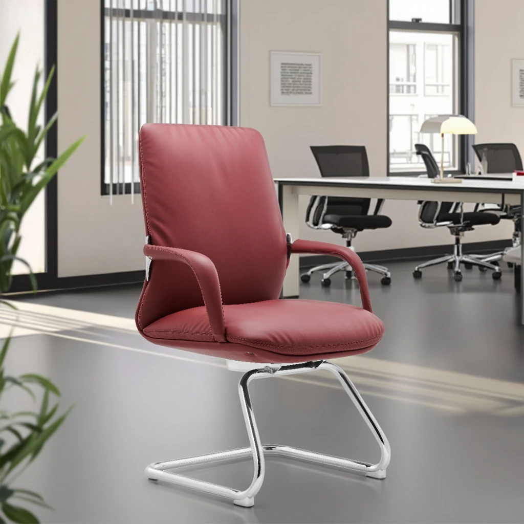 Modern Arc Frame Guest Chair Steel Core Construction Compact Meeting Room Solution 4