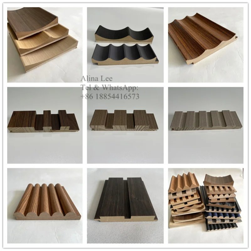 Mdf Ribbed Cladding PVC Wall Panel MDF Ribbed Slat Wood Cladding for Hotels