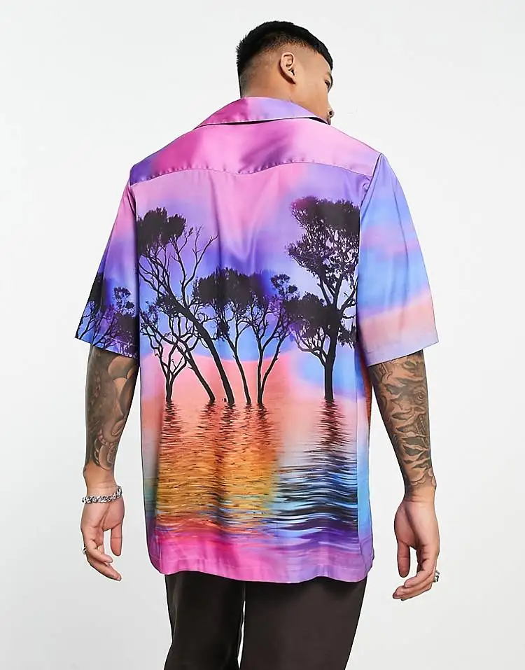 Source Customized Printing Wholesale Oversized Hawaiian Shirt For