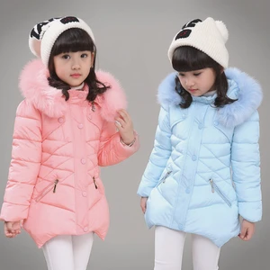 Custom Girls Casual Hooded Coat Zipper Closure Regular Solid Color Winter Outerwear Eco-friendly Children's Clothing for Kids