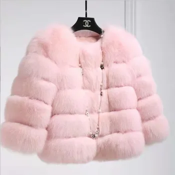 Hot Sale Winter Warm Women Fur Bomber Jacket Cropped Hooded Faux Fox Fur Coat for Ladies
