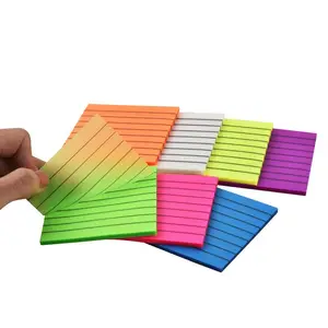 S3007 Custom Neon Nature Design School Supply Set Waterproof Transparent Sticky Note Self-Adhesive for Office Use