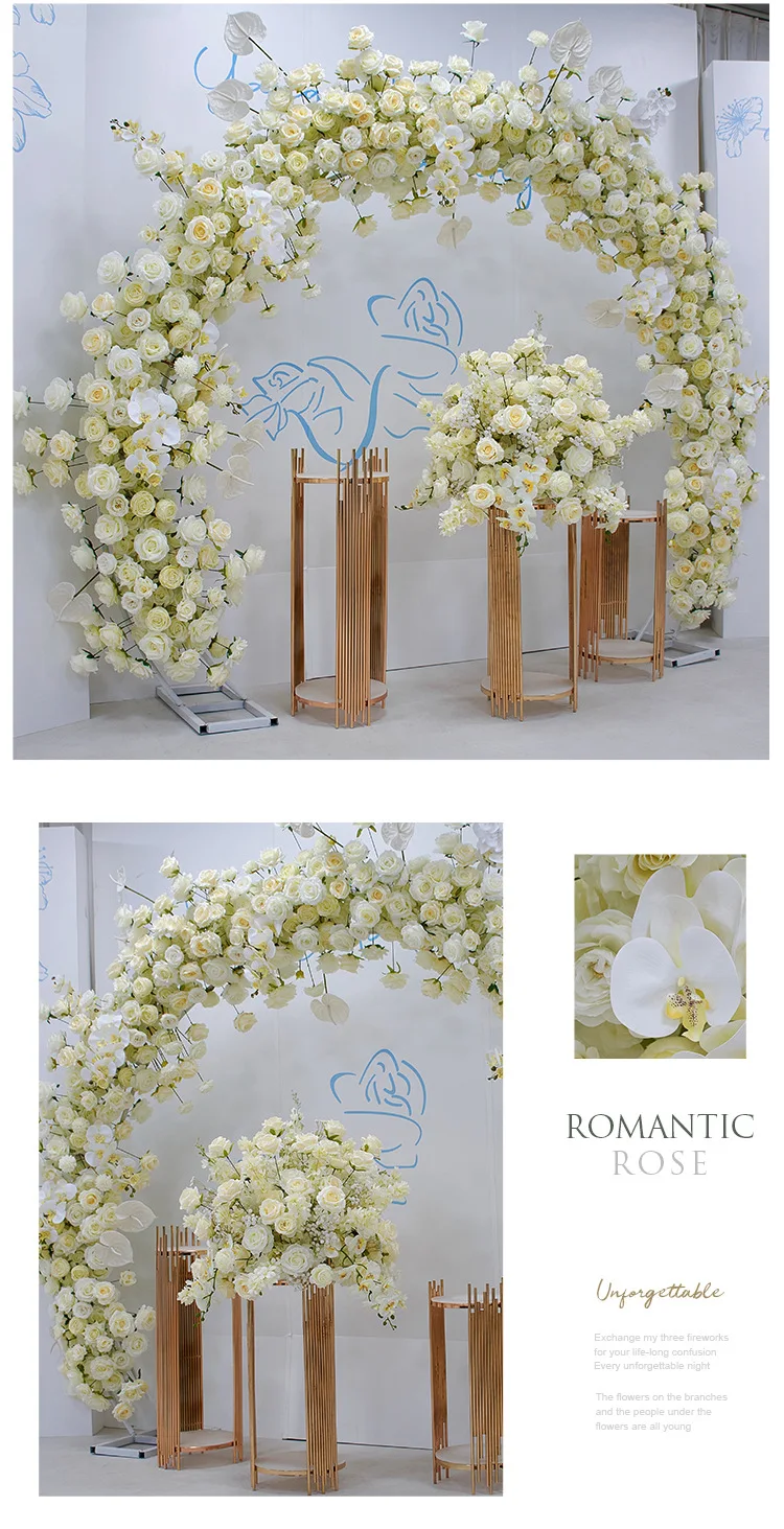 White Rose Flower Arch Wedding Stage Backdrop Artificial Flower Wedding Arch For Wedding