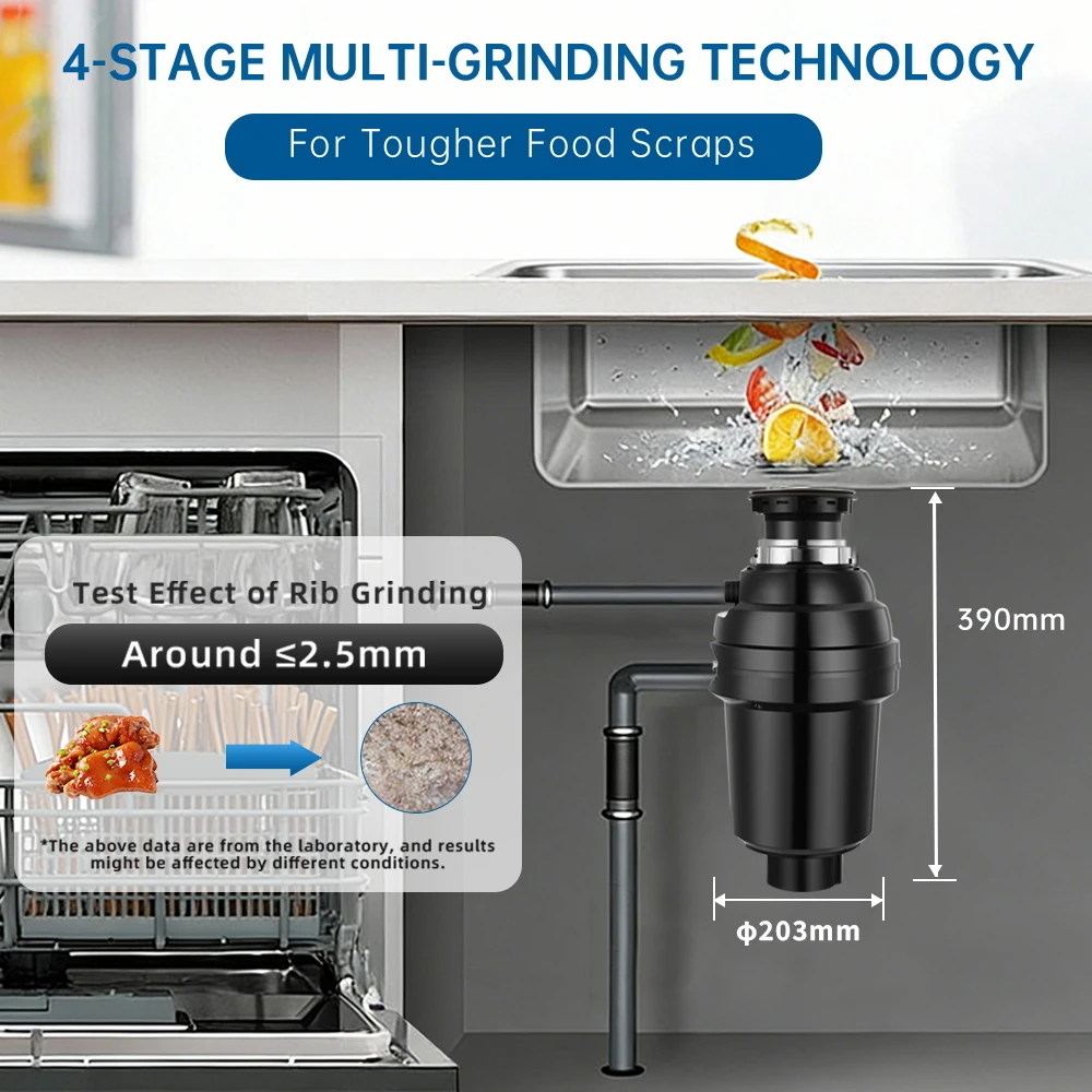 0.5HP  Household Kitchen Sink Food Waste Disposer Machine Continuous Garbage Shredder Processor with CE CB Certification