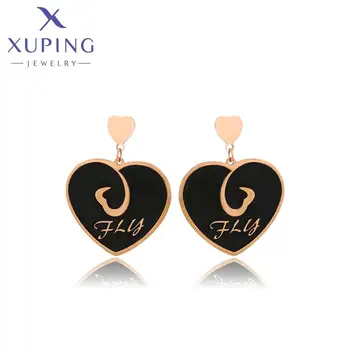 98414 XUPING Jewelry Rose Gold Color Stainless Steel Heart Style Dangle Earrings Elegant Fashion Jewelry Earrings