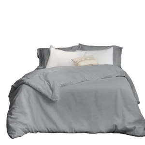 Luxury Solid Home Uesed 100% Washed Linen and Cotton High Quality Breathable Nature Duvet Cover Set