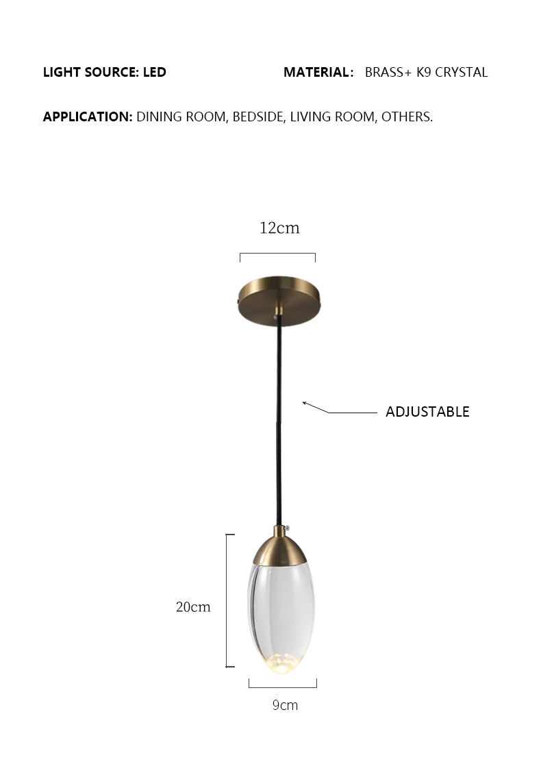 Water Drop Fancy Luxury Crystal Ball Pendant Lamp Creative Restaurant