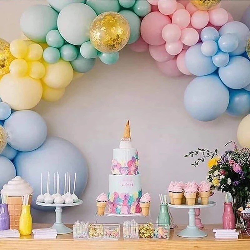 Kit Arco Di Palloncini Per Compleanno Ragazzo - 100 Palloncini Blu E Gialli Pastello 10 E 12 Pollici Con Nastro E Punti Di Colla Per Baby Shower E Feste - 3