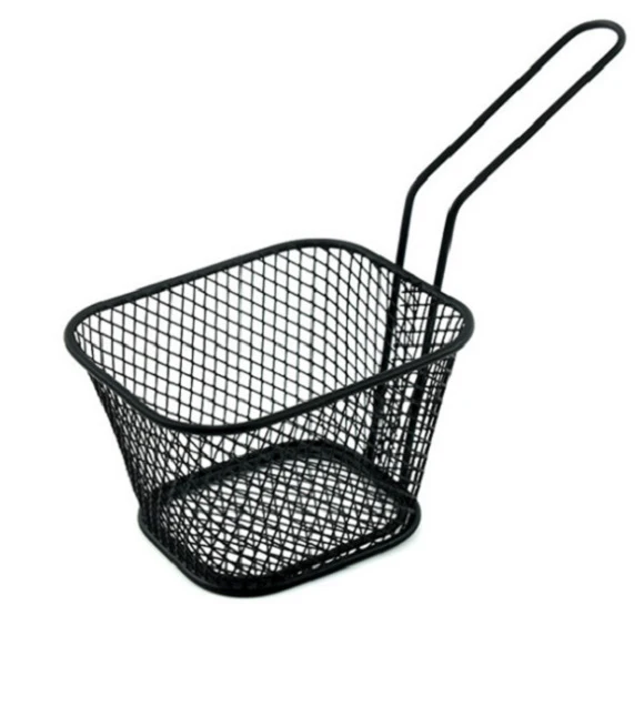 Маленькие квадратные гальванизированные проволочные корзины для жарки с ручкой корзины для картофеля фри для кухни