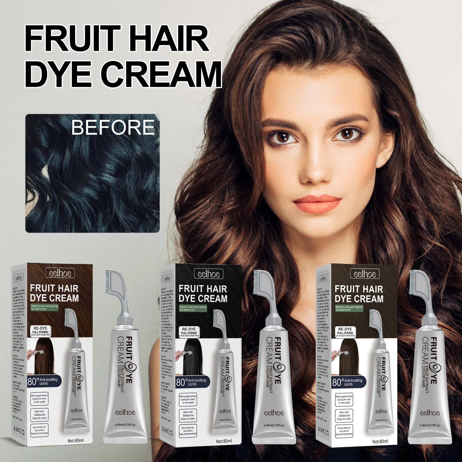 New Arrival Eelhoe Gently Long Lasting Fruit Plant Fast Acting Disposable Fruit Hair Dye Cream