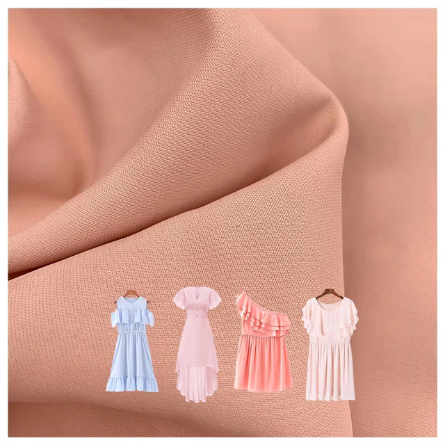 Lightweight Breathable Elegant Soft Polyester Watercolor Pink Silk Chiffon Fabric for Women Dress Clothing