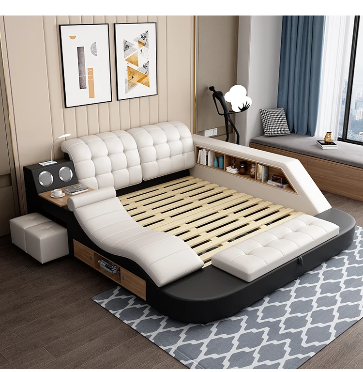 High Quality Modern Design Smart Massage King Size Bed Sets Solid Wood