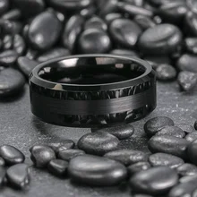 Wholesale Classic Brushed Tungsten 8MM Tungsten Carbide Wedding Rings Band Men Rings Tungsten Ring Black Fashion Jewelry