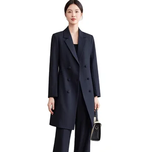 Customize Professional Women's Suit Sets Spring Autumn Formal Coat Advanced Sense Extended Trench Hotel Front Desk Tooling