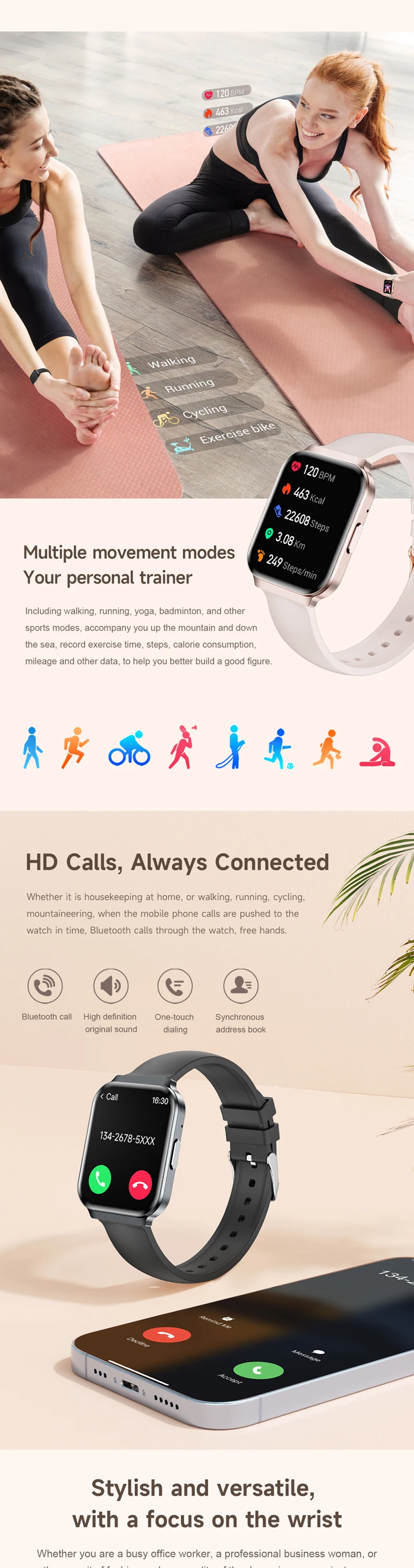 product karen m new women smart watch km86 thin aluminum alloy case silicone strap ip67 waterproof bt call smartwatch 2025-4