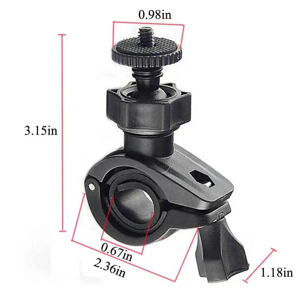 Venta al por mayor de soporte de plástico en forma de O para bicicleta con clip de soporte con cabeza de tornillo de 1/4 para cámaras de acción GoPro Heros 10 9 8 7 6 5/4/3+