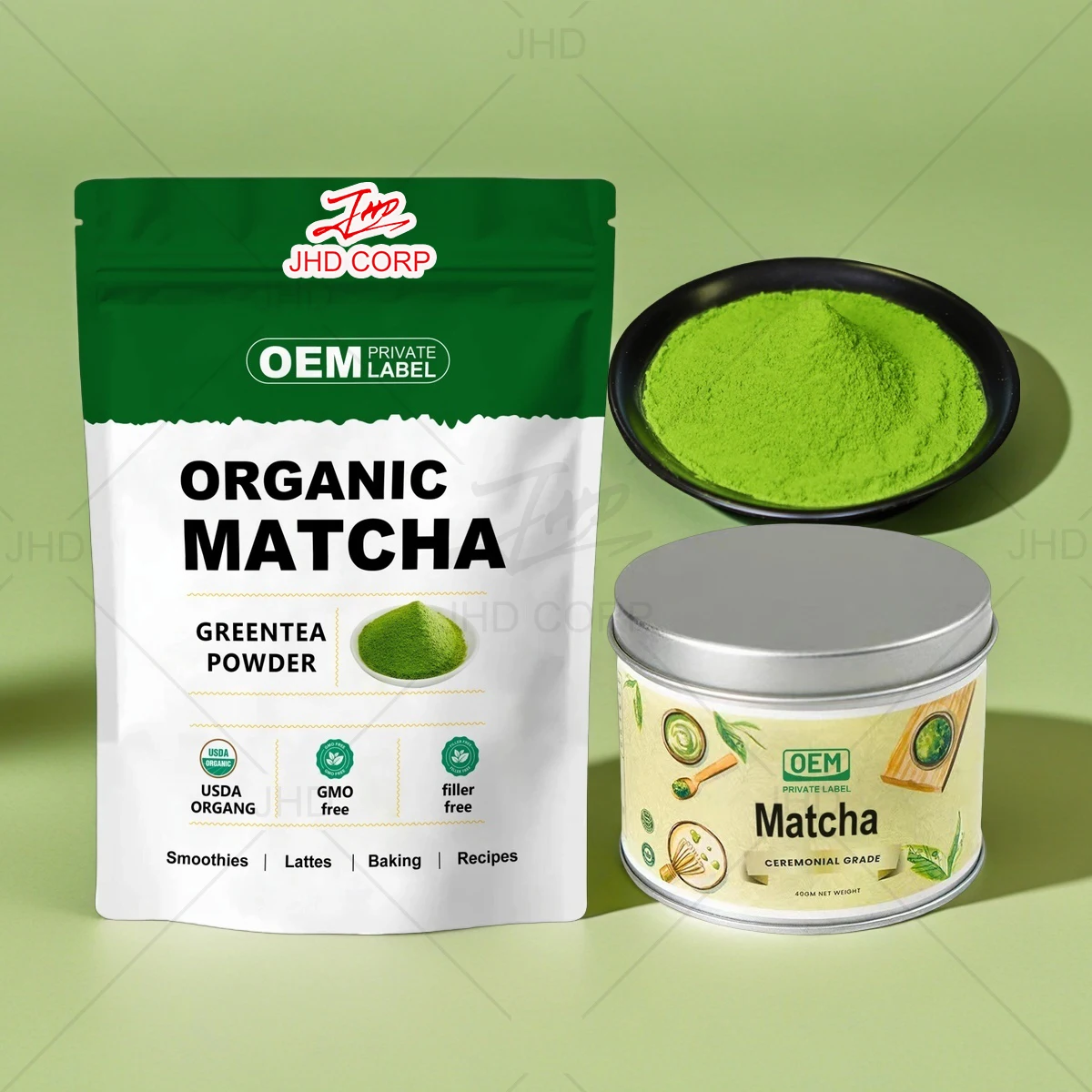 Oem Private Label Bag Tin Can Packed Organic Ceremonial Grade Matcha ...