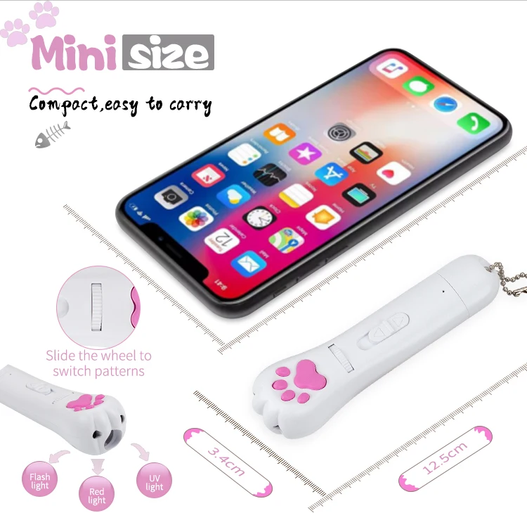 USB Rechargeable Interactive Pet Toys Multi-pattern Infrared Projection Paw Print Laser Cat Stick