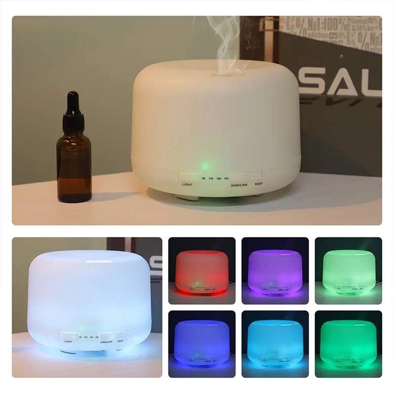 Newest 500ml Electric Aromatherapy Purifier Essential Oil Wood Aromatic 7 Led Color Air Humidifier Aroma Diffuser