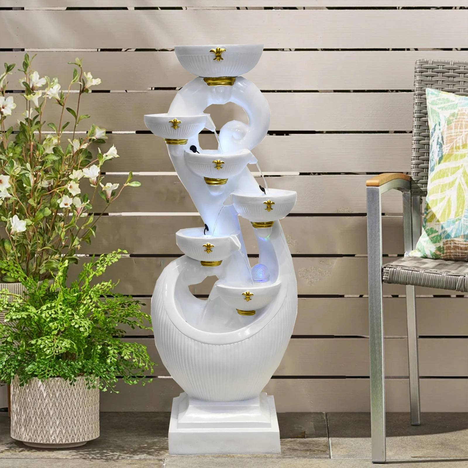 Custom 5tier Modern Outdoor Floor Waterfall Fountain Indoor Decorative