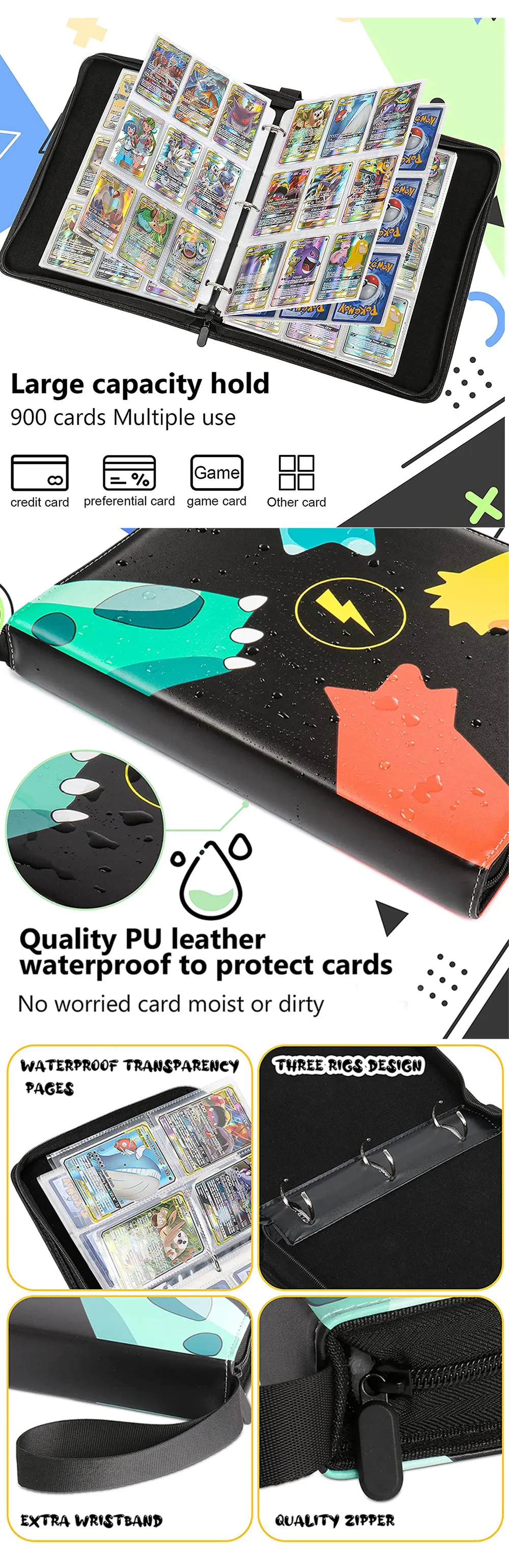 extra large pokemon card binder Jumbo XL Oversized Sleeves (50) easy to put in and take out Be the Very Best Pokemon
