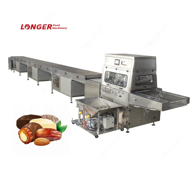 LFM Dates Continuous Chocolate Coating Machine Professional Chocolate Enrobing Line