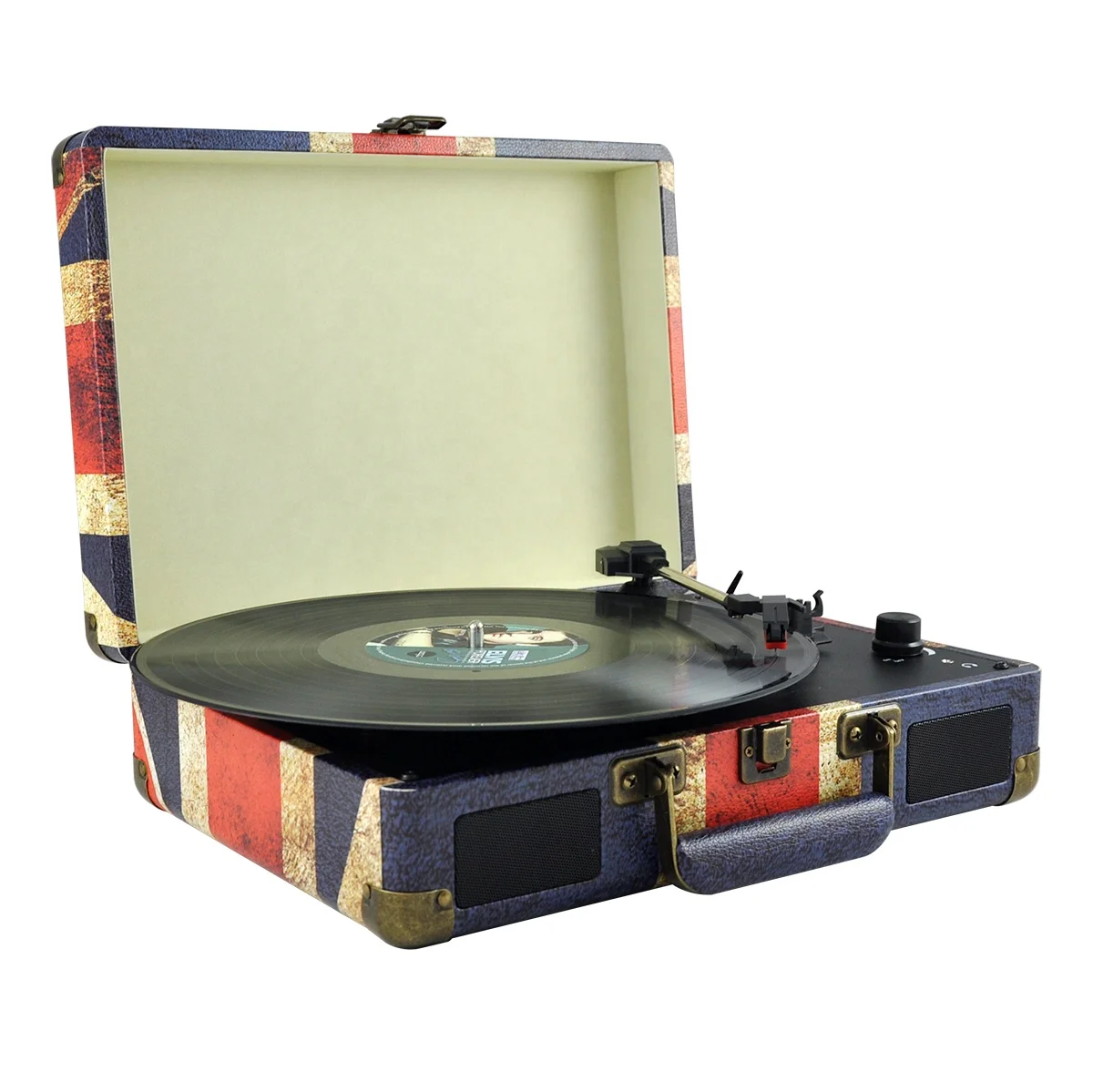3 Speeds Table Top Suitcase Retro LP Vinyl Vintage Turntable Record Player With Full Functions