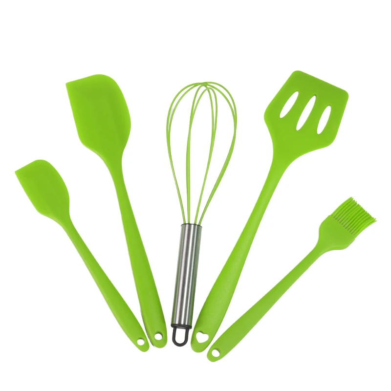 Ensemble de spatules et brosses de cuisson en silicone résistant à la chaleur de 5 pièces  