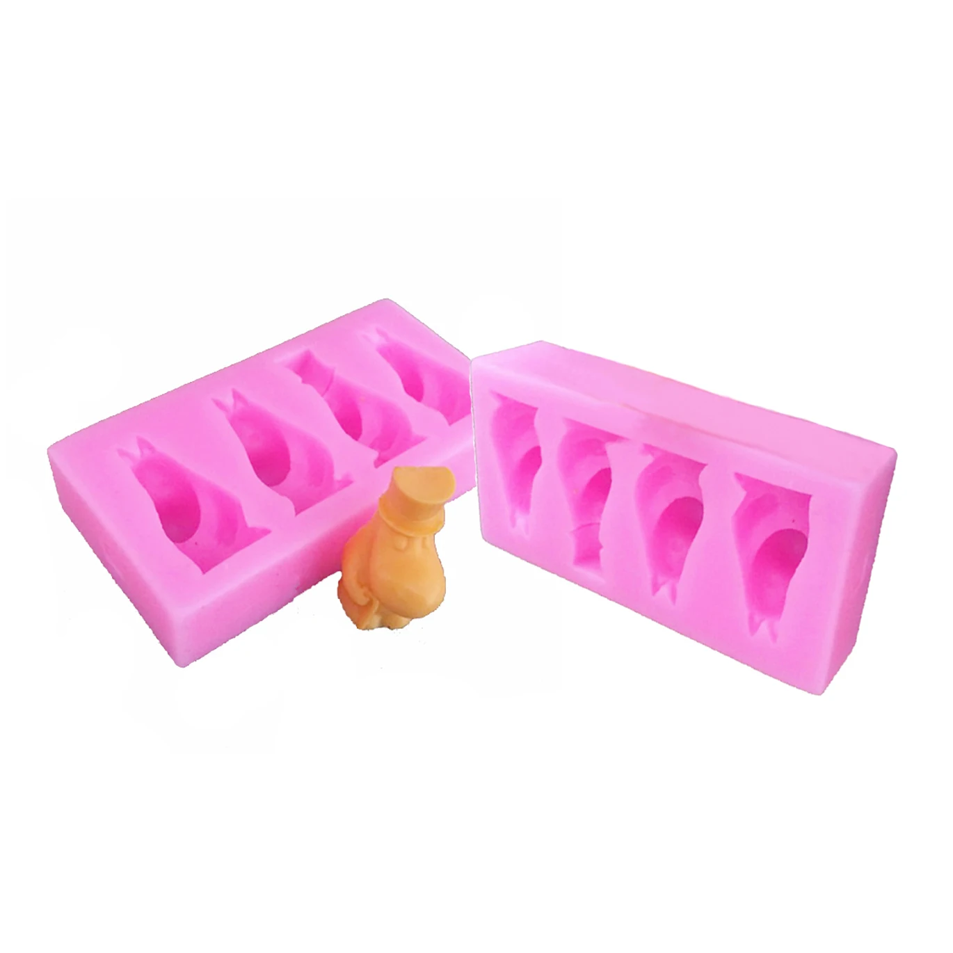 Rectangle Outline 3D Funny Same Hippo  Silicone DIY Cake Fondant Molds