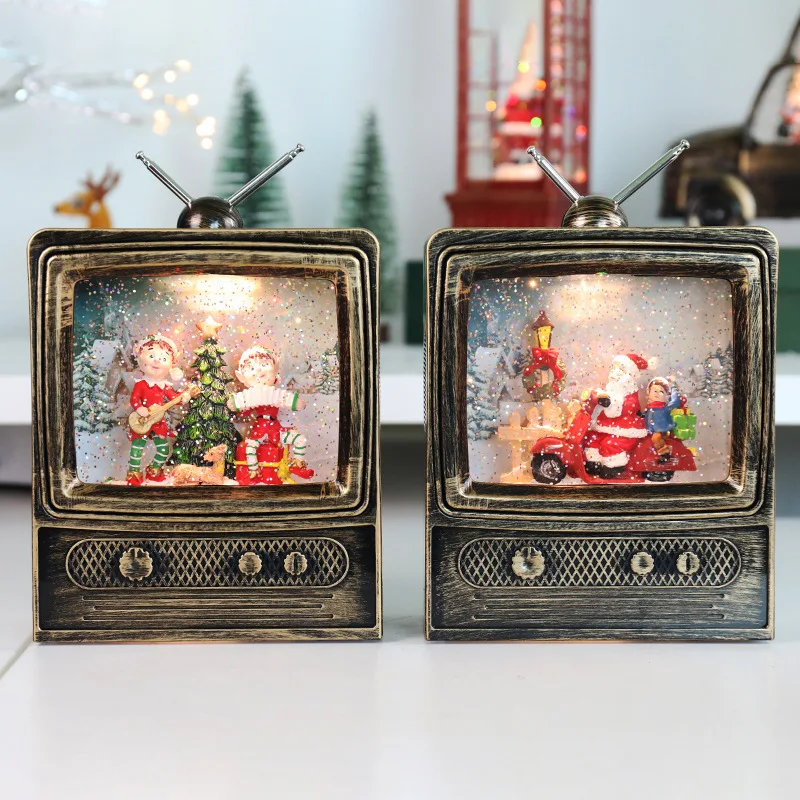 Christmas Decorations Crystal Snowflakes Music Boxes Christmas Retro Tv