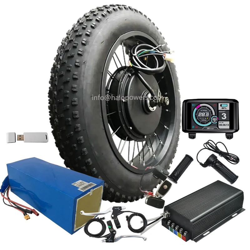 Fat Tire Electric Bike Kit Bicycle 48/72v 3000w 5000w 26x4 24x4 20x4 Inch  Fat Tyre Rear Hub Motor Ebike Conversion Kit Electrica