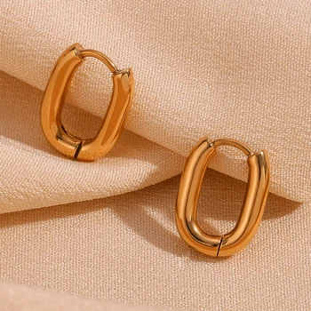 Dreamshow Minimalist Jewelry O Shape Mini Hoop Earring 18k Gold Plated Stainless Steel Jewelry boucles d'oreilles