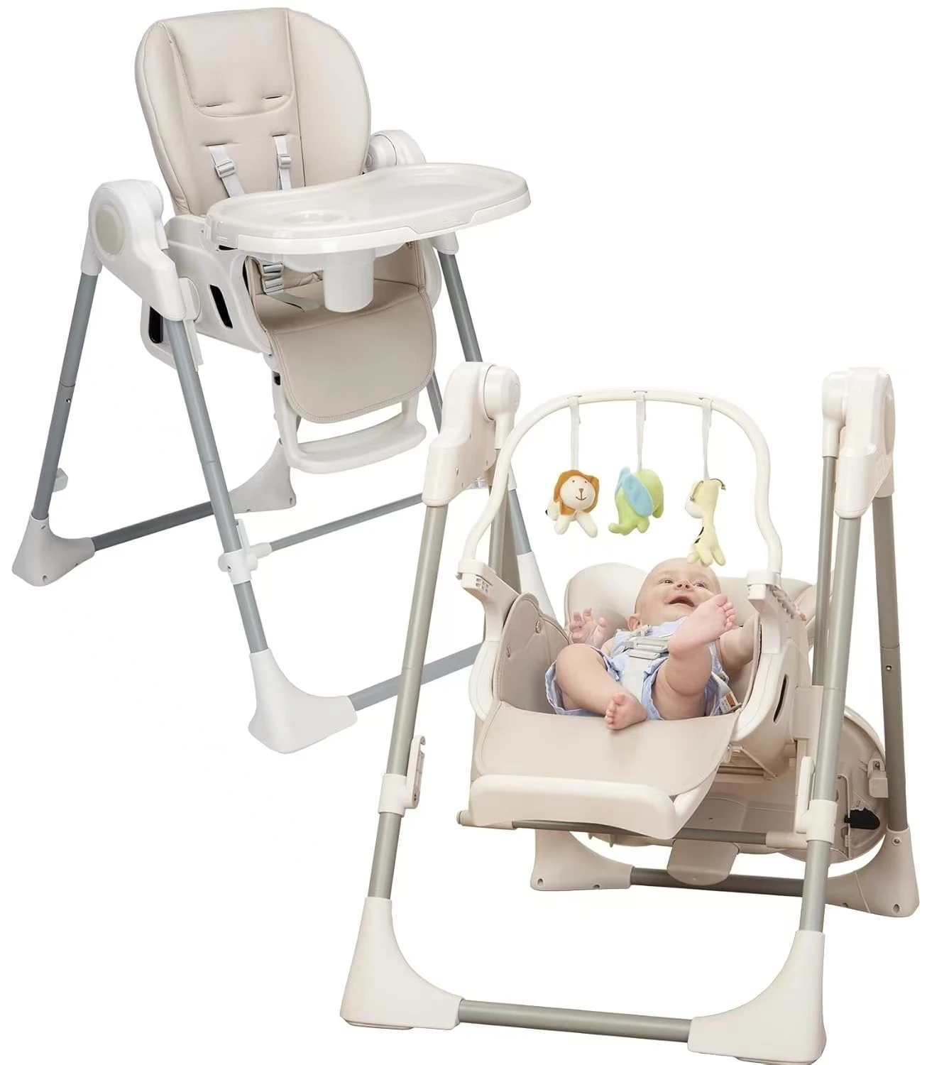 Modern Intelligent 2-in-1 Dining Chair Foldable Swing High Chair for Baby EN & ASTM Approved for Kitchen Dining & Baby Nursing