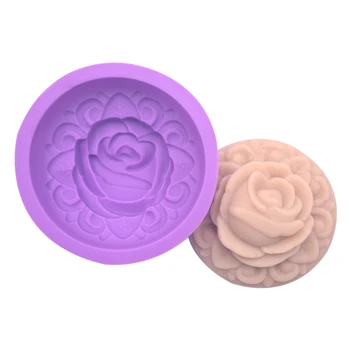 OEM Custom Non Stick Food Grade 3D Rose Flower Handmade Round Silicone Soap Molds For Caking Baking