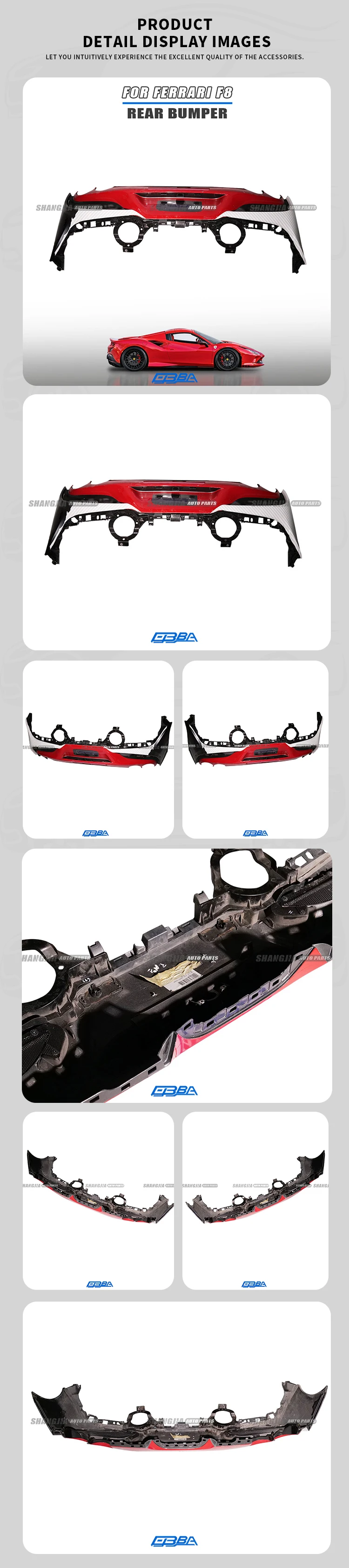 product genuine original material rear bumper for f8 spider tributo 985863517 with towing hitch589-3